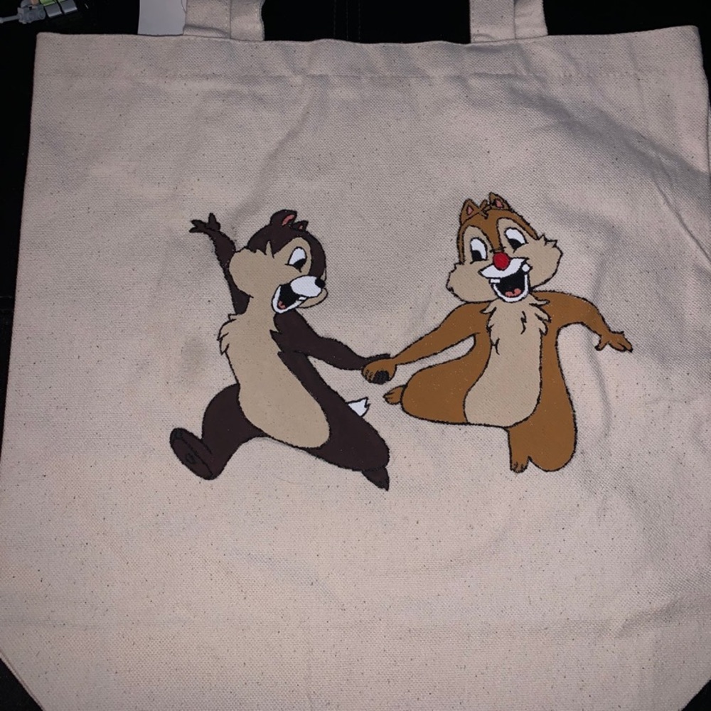 Handmade chip and dale tote bag